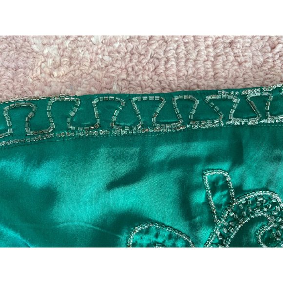 Lipsy Women Off Shoulder Mini Strapless Dress Beaded Tie Waist Green Size M/ L - Picture 6 of 9